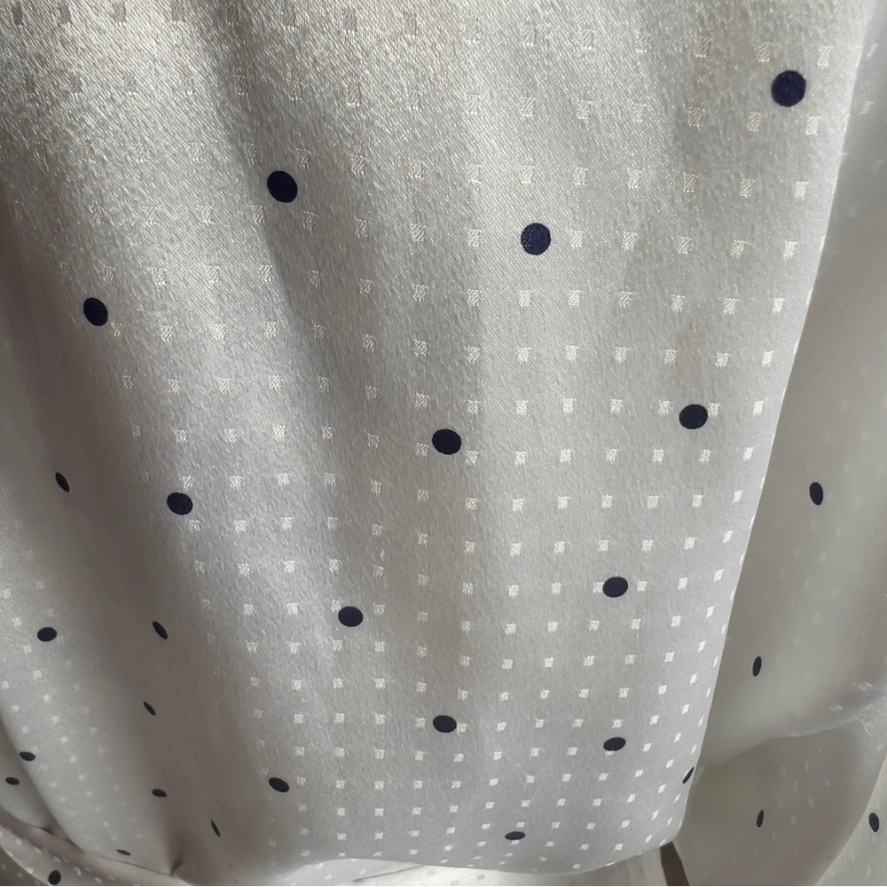Christian Dior Elegant White Polka Dot Robe w pockets made in USA Sz small - Picture 4 of 9